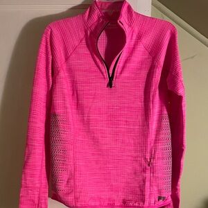 Fila Sport Running Women’s Size Small Bright Pink & Black Quarter-Zip Sweatshirt